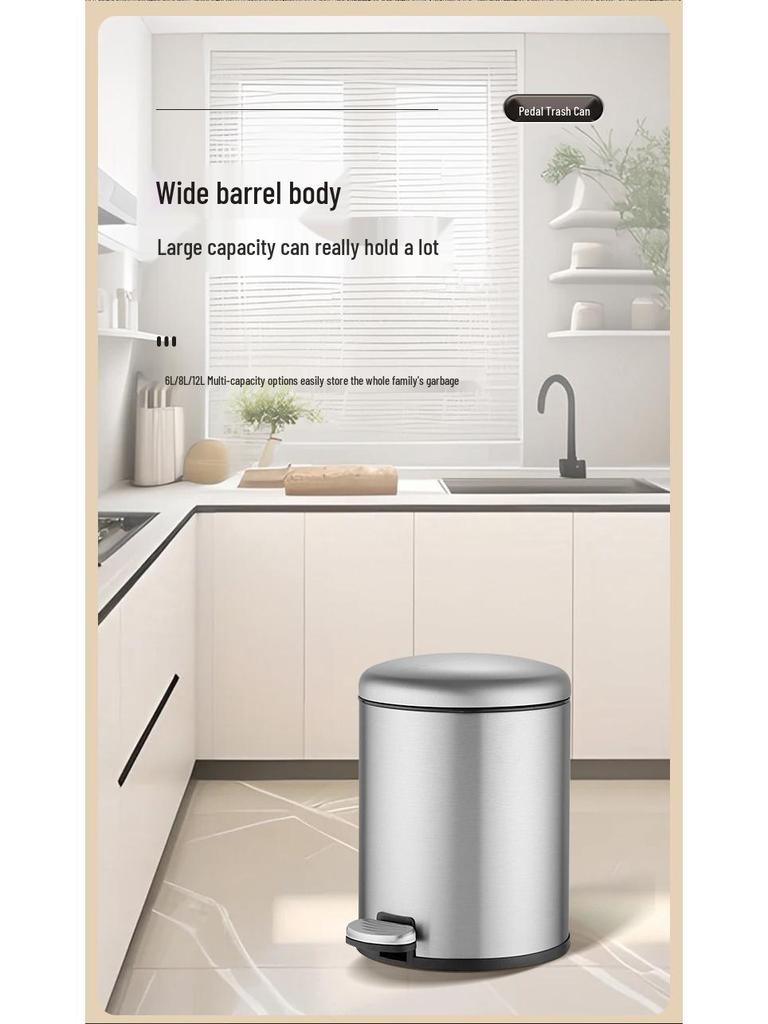 Edelstahl Müll- und Komposteimer mit Deckel & Pedal für Küche, Bad, Büro, Schlafzimmer