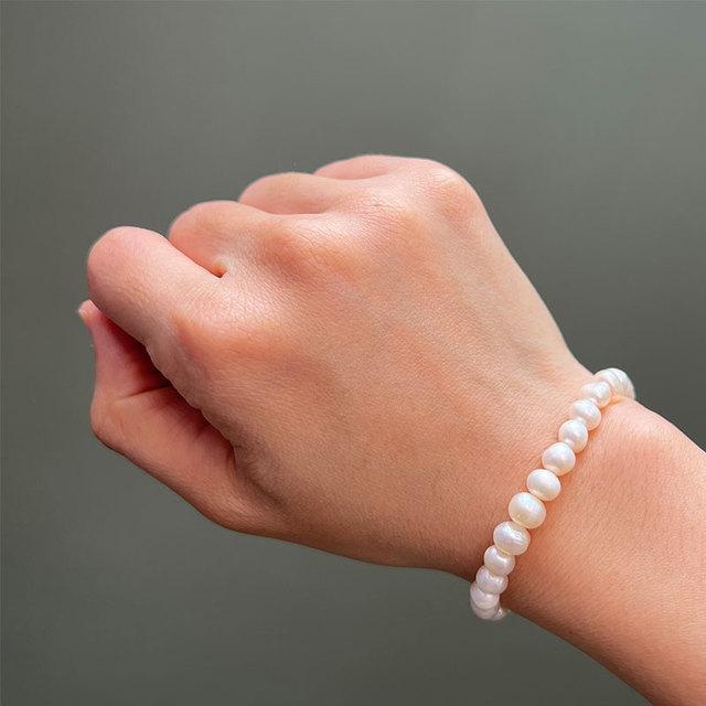 High Quality Natural Freshwater Pearl Bracelet 6mm Delicate Temperament Elastic Bracelet 14 -21cm Size Optional