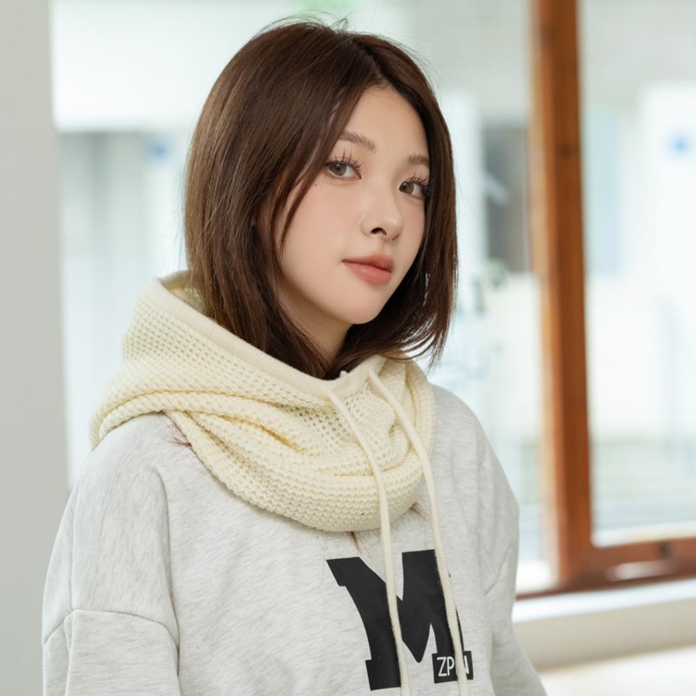 Warm Knitted Hooded Cap Ear Protection Scarf Hat Fashion Full-envelope Cap  Unisex