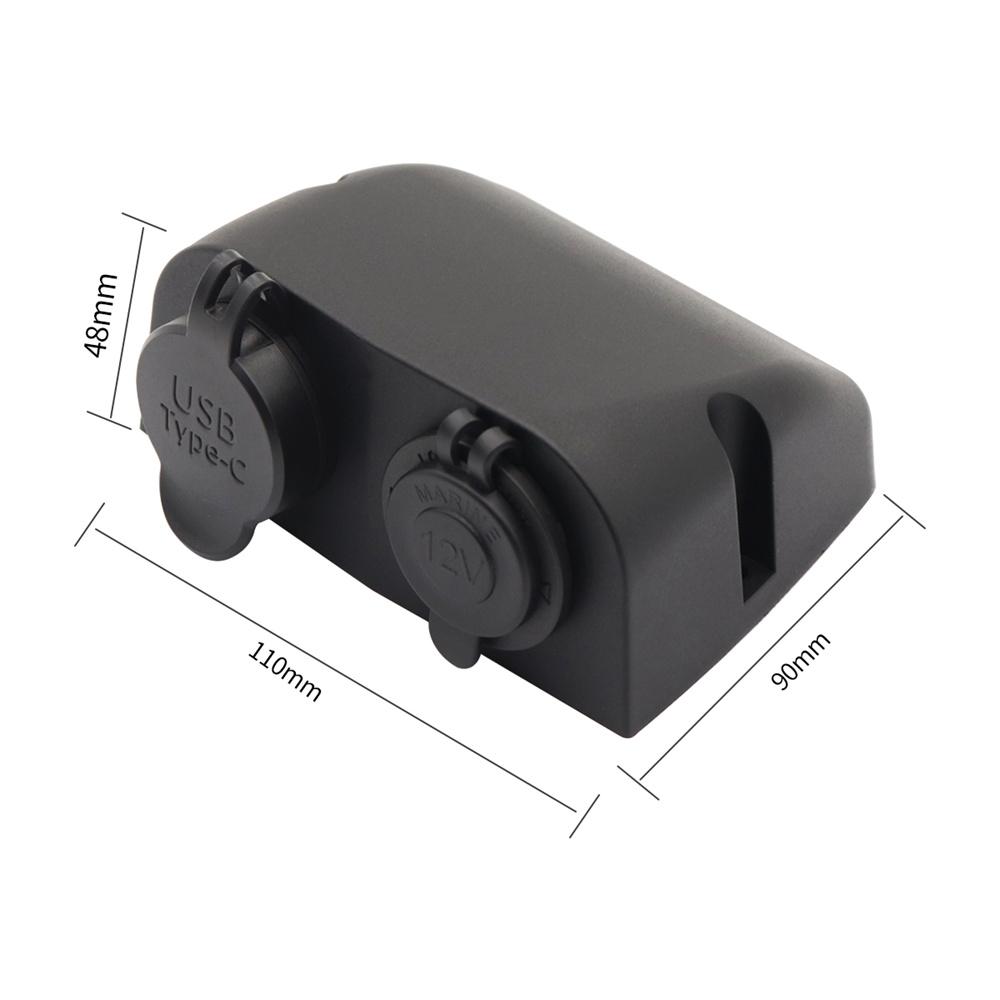 10-30V QC3.0 & TYPE-C Dual Charger Car Cigarette Lighter Socket Plug Panel Two Hole Tent Base For Boat Car Truck