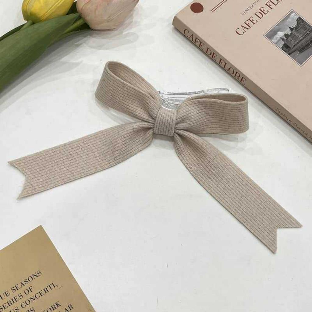 1pc Autumn and Winter Temperament Streamer Knitted Bow Back of the Head Half Tied Hair Duck Beak Clip Grip Clip Hair Ornament