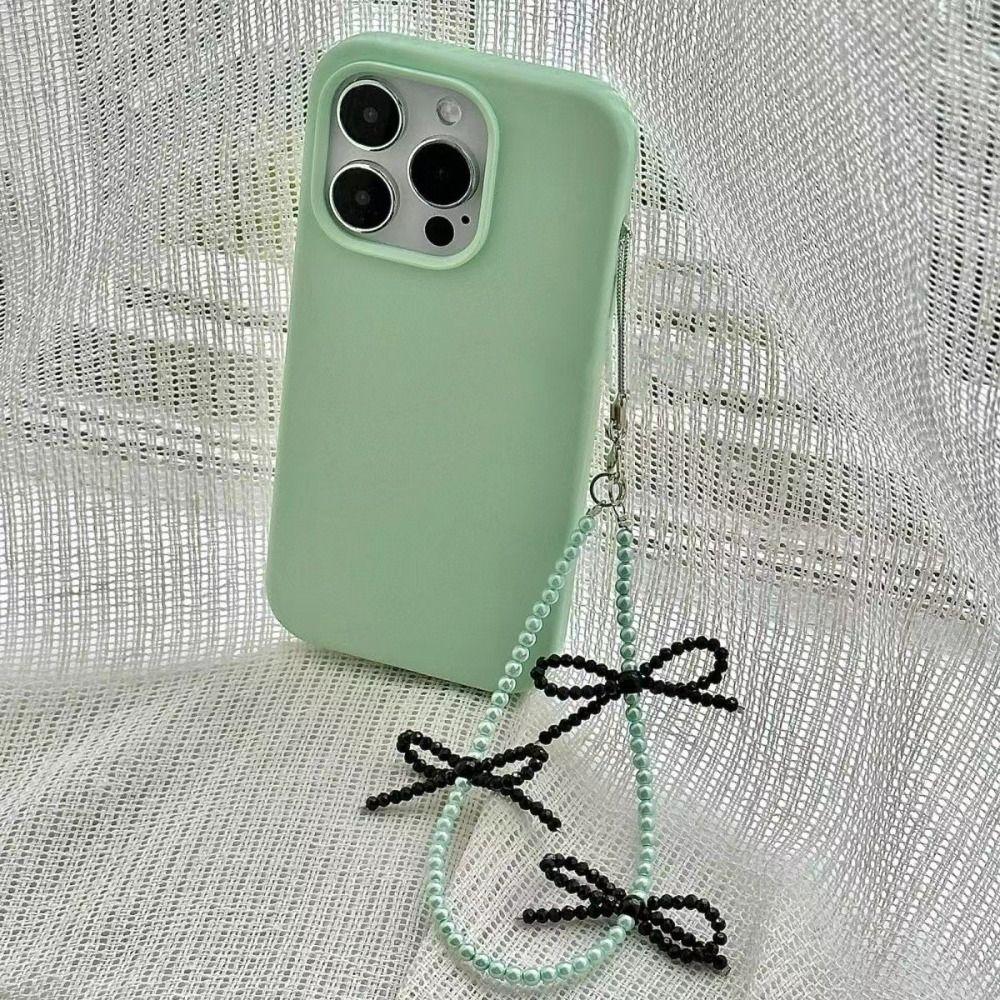 Pearl Beads Cell Phone Pendant Wrist Strap Phone Lanyard Fashion Bowknot Phone Charm  Woman Girl