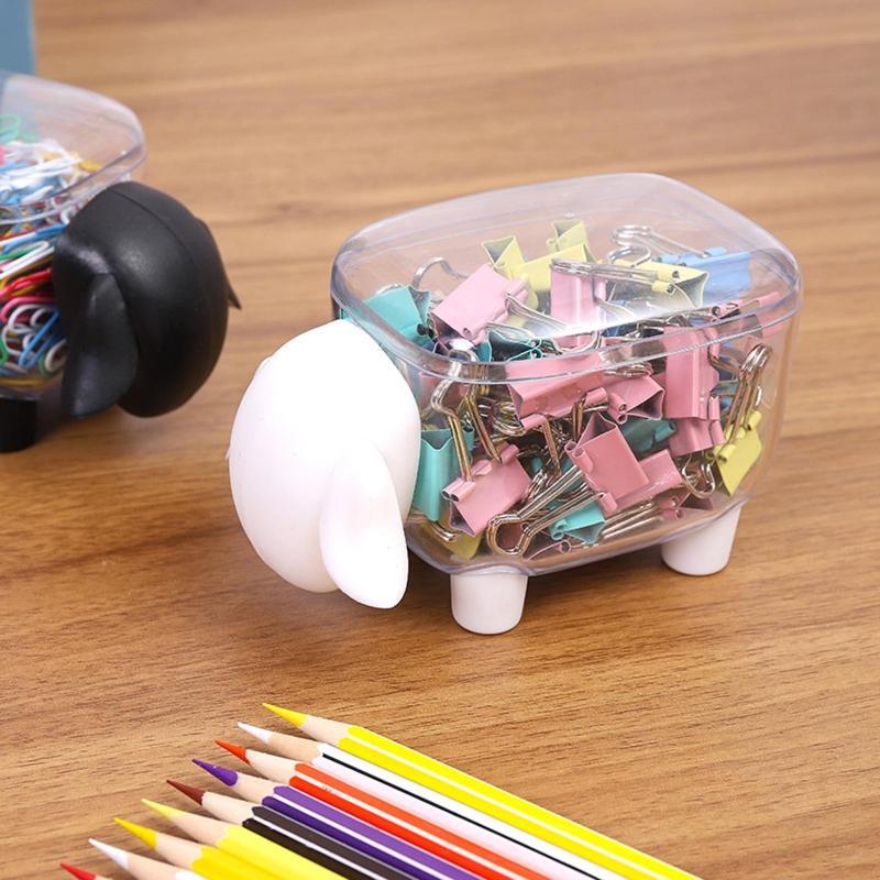 Clear Sheep Qtip Dispenser Desk Organizer for Cosmetic Pads Cotton Swabs Paper Clips Pushpins Hair Ties Dental Flossers