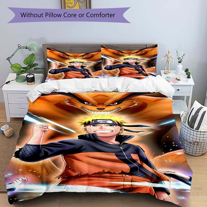 N-Narutos Fox Power Print 3Pcs Bedding Setduvet Cover With 2 Bedropillowcase Home Birthday Gift