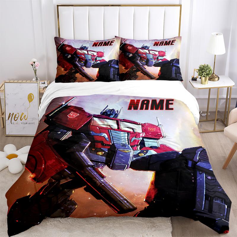 Custom Name Transformative Force Bedding 3 Piece Set HD Print Duvet Cover Pillowcases for Teens Adult Bedroom Decoration