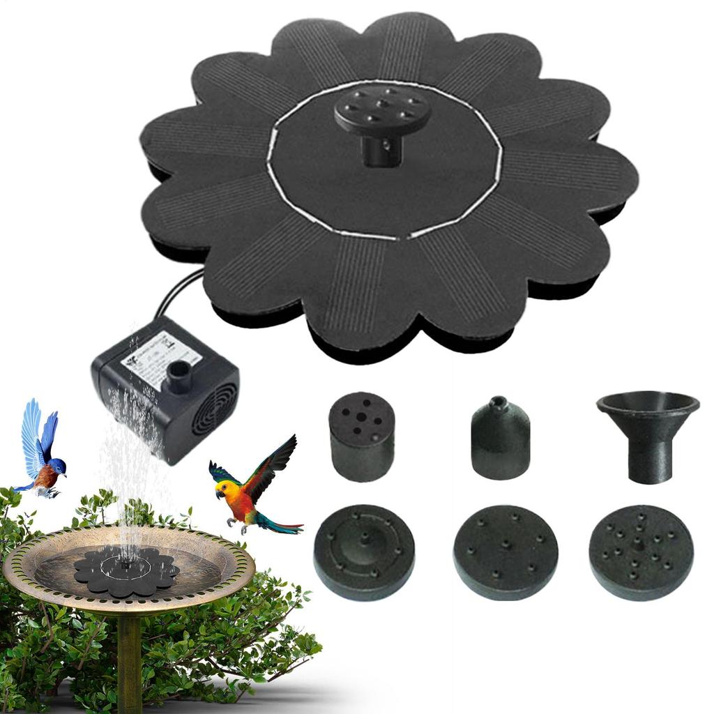 Solar Bird Bath Fountain Flower-Shaped Water Fountain Pump Waterfalls Outdoor Birdbath For Pool Pond Aquariums Garden