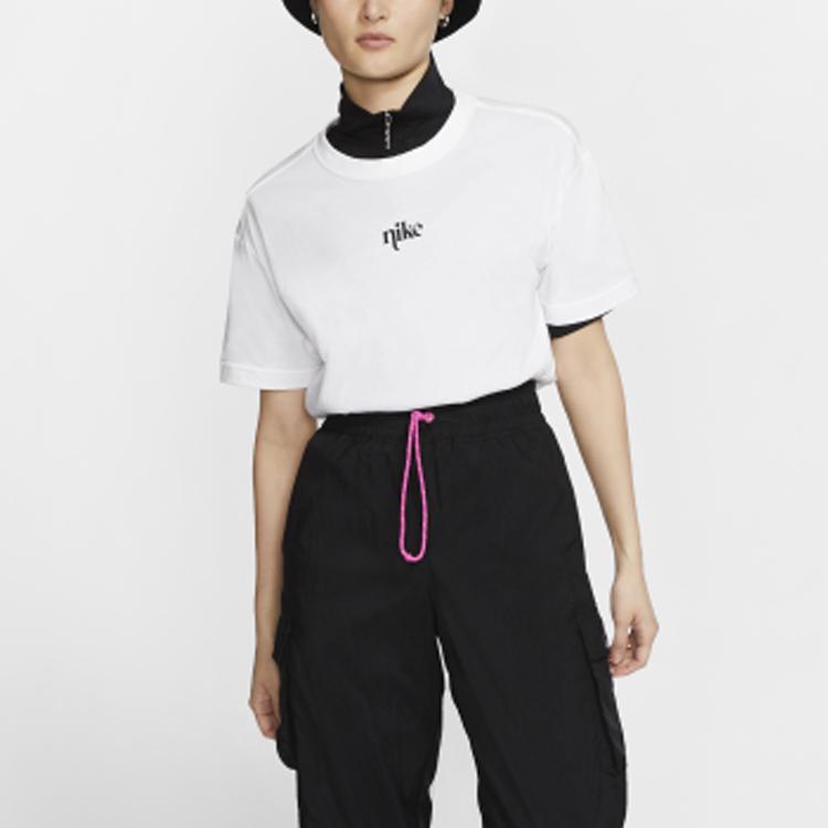 Nike Graphic Print Breathable Casual Short Sleeve T-Shirt Women Tops White CT8923-100
