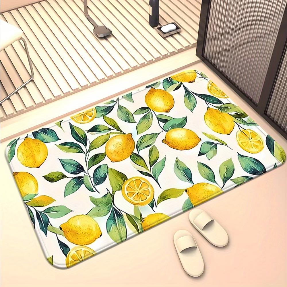 Lemon and Welcome Print Doormat Summer Fruit Design Non Slip Floor Mat for Front Door Entryway Decor
