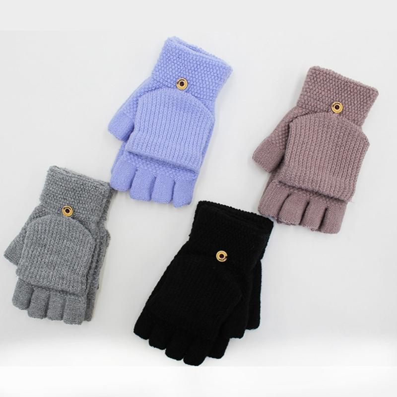 Flip Gloves Men Wool Winter Gloves Touchscreen Gloves Knit Convertible Gloves Touchscreen Mittens Fingerless Gloves