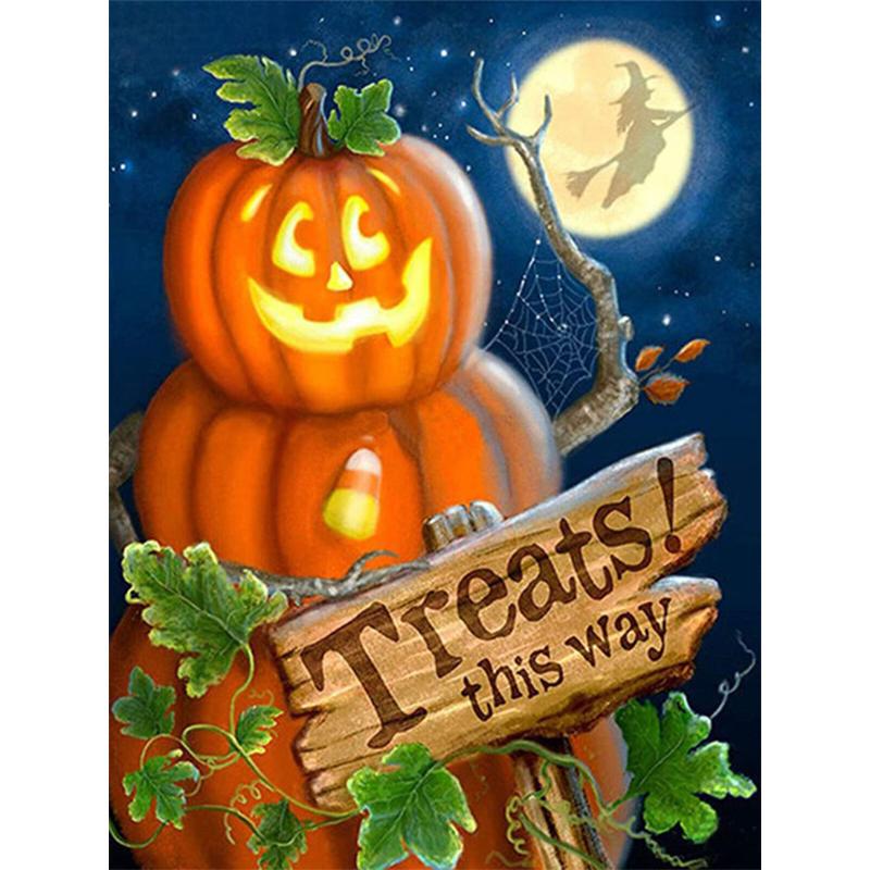 5D Diy Diamond Painting Pumpkin Halloween Gift Cross Stitch Kit Full Drill Embroidery Mosaic Art Picture Of Rhinestones Decor