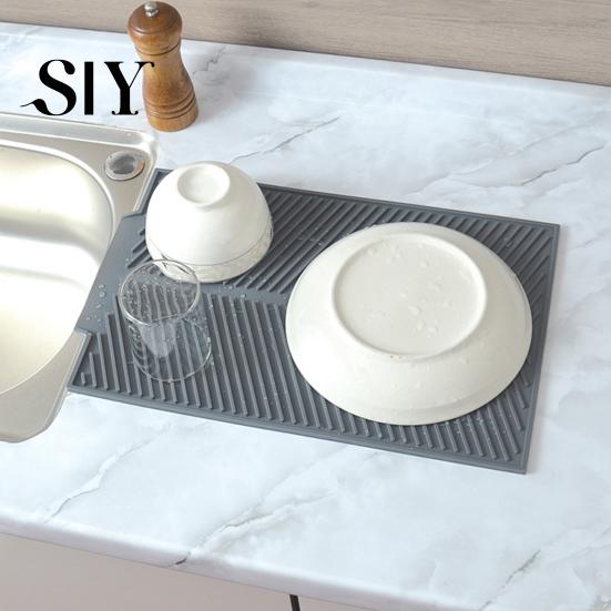 Accessoire de Table de Cuisine Tapis d'Égouttement en Silicone pour Comptoir Résistant à la Chaleur Antidérapant Grande Surface Épais Multi-usages Filtre à Eau Évier