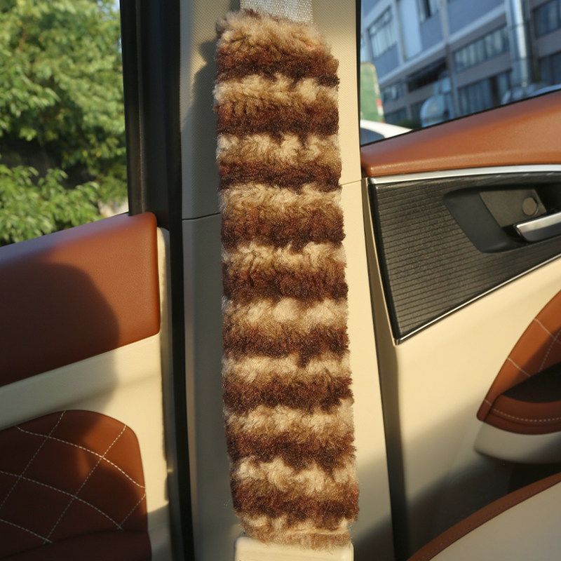 

Car Steering Wheel Cover Winter Plush Cute New Style Sweat-Absorbent and Wear-Resistant Women s Creative Round Handle Cover Car Accessories Brown Shoulder Pad Single