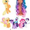 New Fashion Women Ear Unicorn Rainbow Wig Long Curly Wave Hair For Cosplay Party
