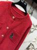 Miu Style 2025 Autumn/Winter New Arrival Letter Pocket Round Neck Single-Breasted Loose Cardigan Sweater