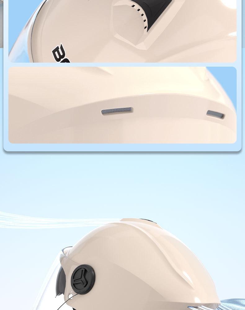 Certified Dual-Lens Electric Motorcycle Helmet for Men and Women - Summer Sun Protection Safety Half Helmet for Scooters
