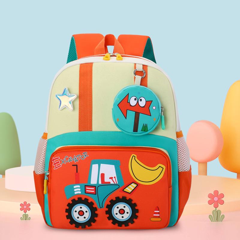 

Lightweight & Durable Cartoon Backpack for Kindergarten & Primary Students - Cute, Burden-Reducing Design for Boys and Girls кофейный