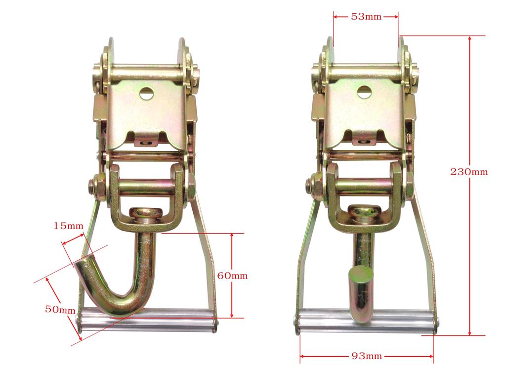Ratchet Buckle J-Hook with Long Wide Handle Swivel for Lasso Traps, Tire Securing, Cargo Vehicle Securing, Transporting, and Towing Supplies