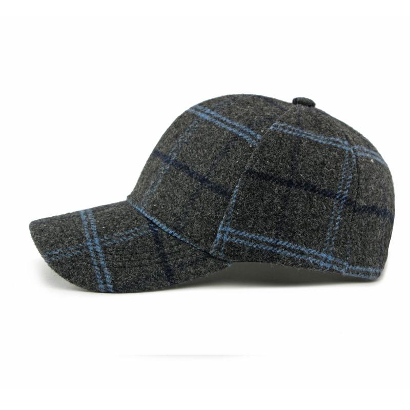 Autumn Winter Hat Men Women Wool Plaid Baseball Cap British Vintage Cap
