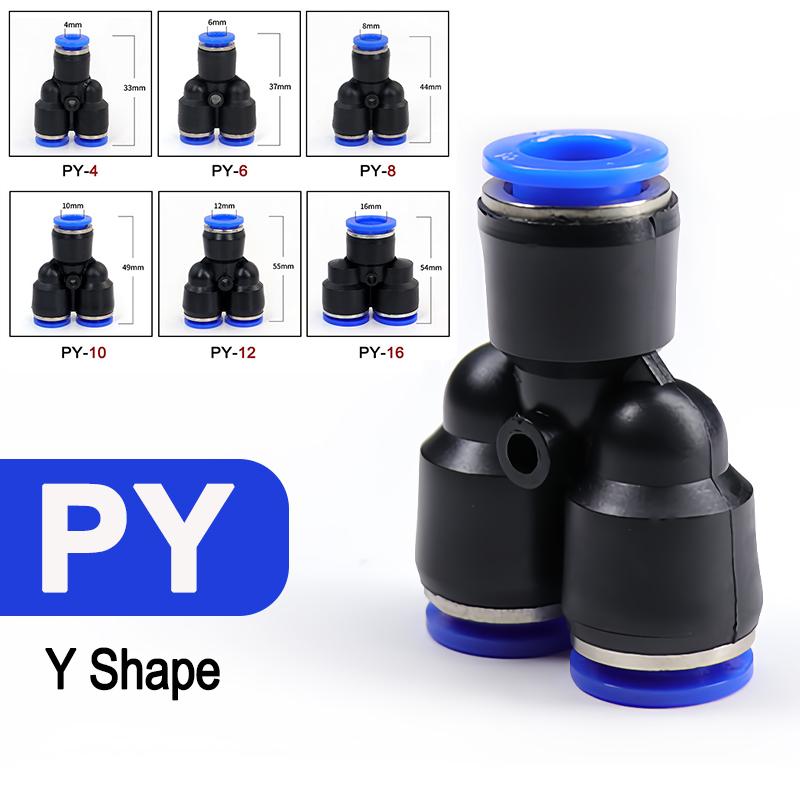 2/5/10Pcs Pneumatic Push In Fittings Quick Connect Air Hose Fitting PY PU PV PE OD 4~16mm Compressed Air Tube Pipe Joints