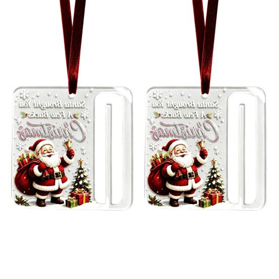 Holiday Party Hanging Decor 2Pcs Christmas Cash Gift Holder Ornament, Acrylic Money with Tree Decorations Santa Snowman Design, Pendant for