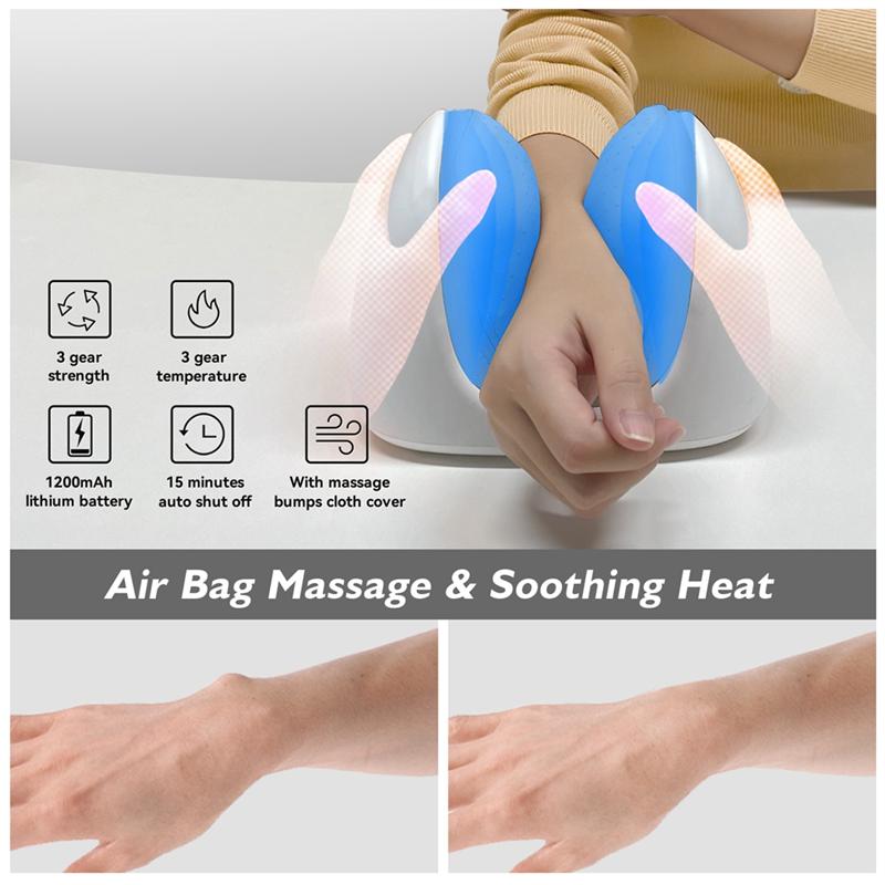 3 Modes Electric Hand Massager Air Compression Hot Compress For Finger Massager Machine For Finger Numbness Pain Relieve белый