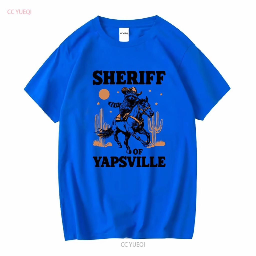 Sheriff Of Yapsville Racoon T Shirt Funny Western Cowboy Trash Panda Retro 90s Weirdcore Meme Cowgirl Clothing vintage Washed