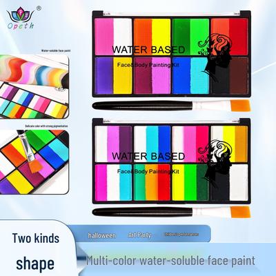 8-Color Water-Based Face and Body Paint Palette for Halloween and Stage Makeup