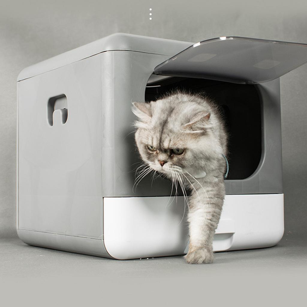 Cat Litter Box Enclosed PP Odorless Foldable Anti  ing with Scoop 2 Doors Cat Toilet for Pet Supplies