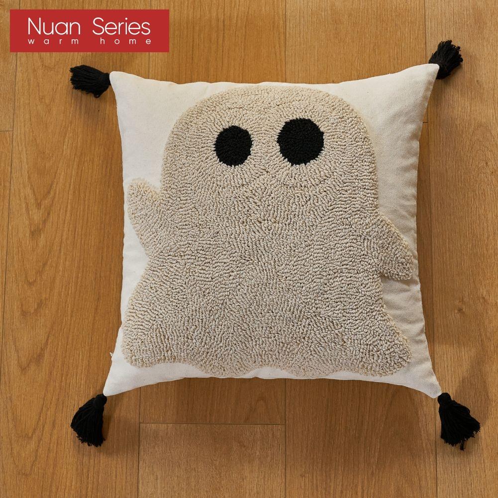 1PC Nuan Series Halloween Cartoon Pattern Pillowcase with Polyester Cotton Embroidered Cushion Cover for Sofa Living Room Bedroom Home Decor