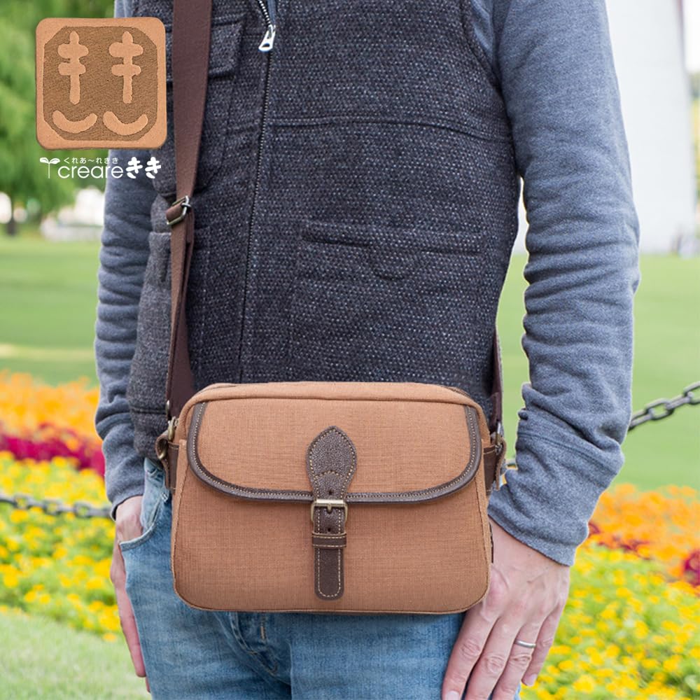 Shoulder bag for many made in Japanese persimmon Kurashiki walking Toyooka birthday [creare kiki] men, crossbody, lightweight, pockets, Japan, style,