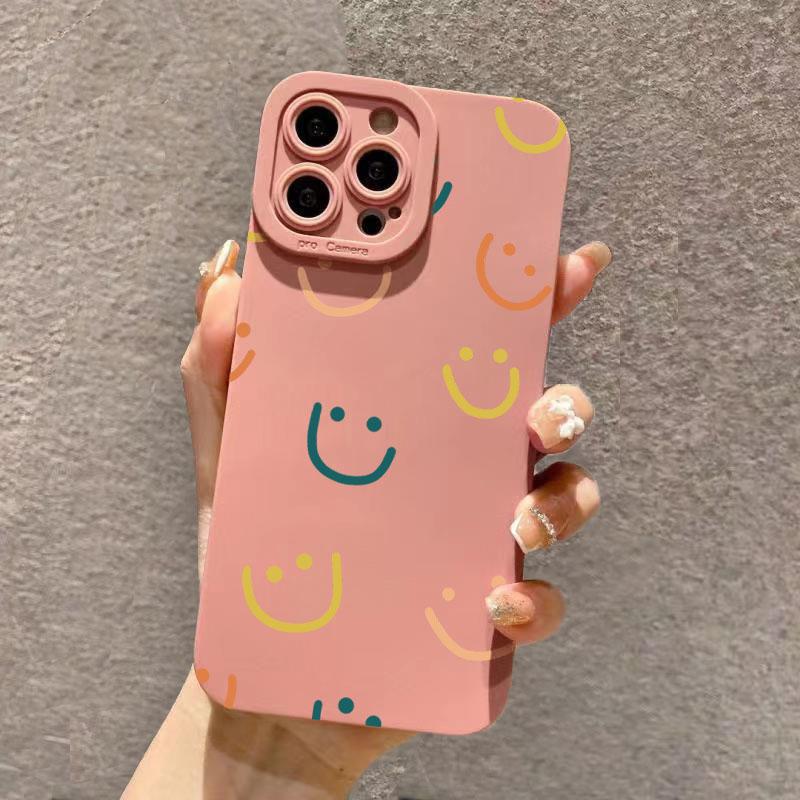 Phone Case For iPhone 17 16 15 14 13 12 11 Pro Max Plus Mini XS X XR 16e Cute Smile Love Heart Design Candy Soft Silicone Cover