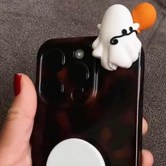 Halloween Ghost Phone Buddy Mini Ghost Figures Adhesive Phone Accessory Cute Stick-On Ghost Phone Topper for Smartphone Desk Decor