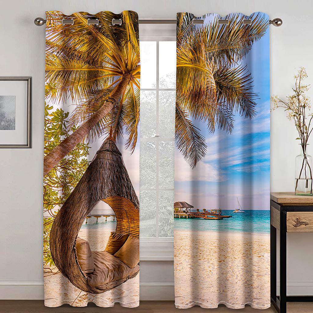 Shoreline Highway Blue Sky White Clouds Scenic Curtains 2 Panel Free Shipping Modern Living Room Bedroom Home Decor Curtains