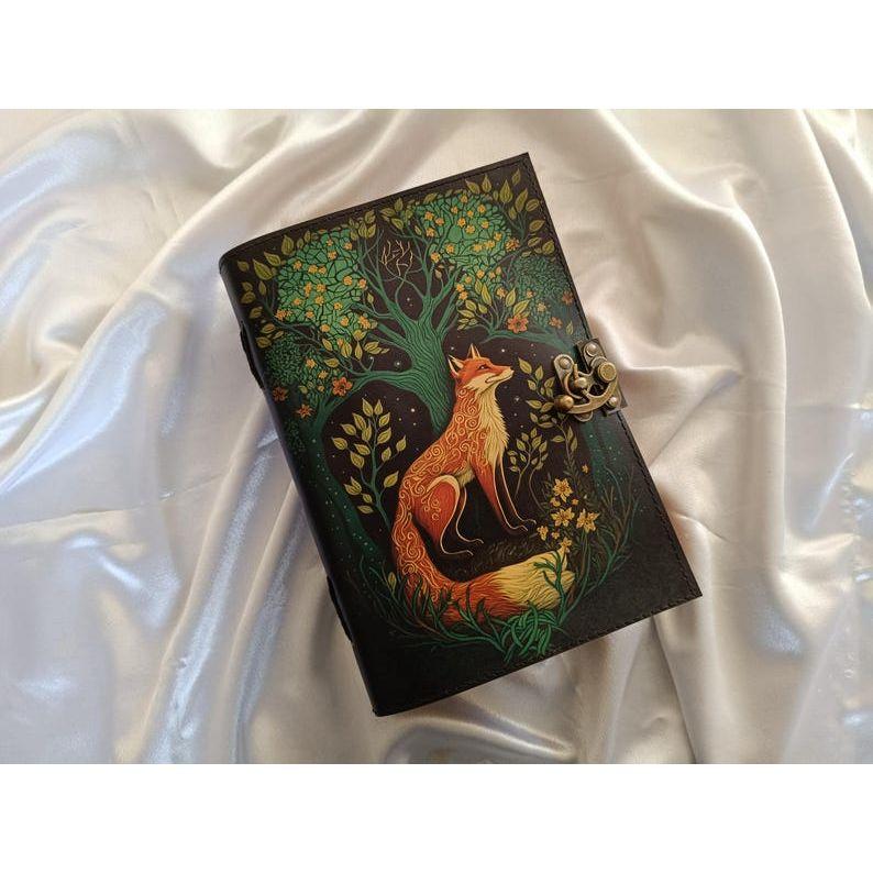 Fox Printed Leather Journal, Notebook, sketchbook, Leather Dairy, Notepad, Writing Journal, Dream Journal, Wedding Gift,