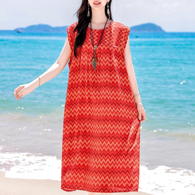 Plus Size Elegant Women's Summer Dress Casual Loose Long Dress Female Vintage Clothes