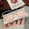 Pink Blusher Gradual Glasses Fashion Computer Anti Blue Light Goggle Women's Girl Decorative Cute Eyewear Glasses