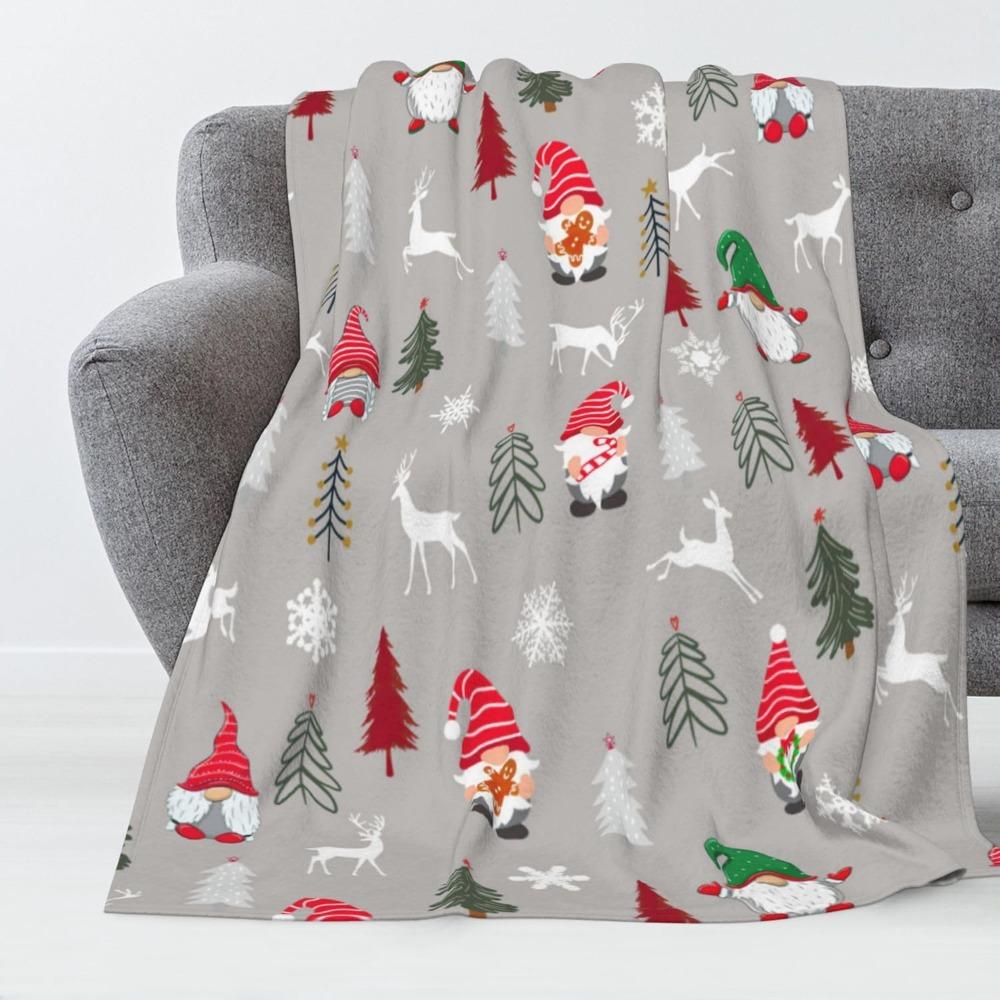 Christmas Blanket Snowflake Gnome Santa Claus Xmas Tree Throw Blanket for Couch Lightweight Soft and Warm for Sofa Bed