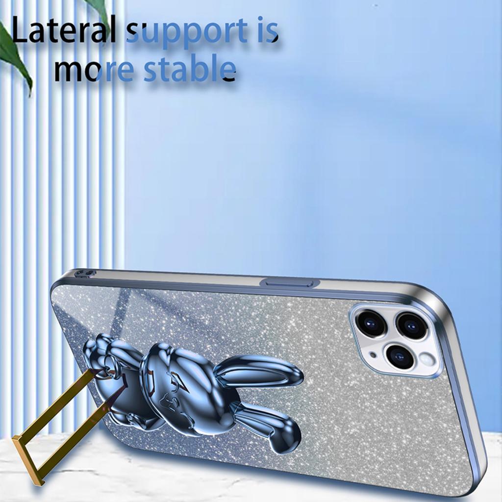 For iPhone 11 Pro Pull-out Kickstand Cartoon Rabbit Protective Case Phone Cover