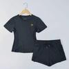 Women's Breathable Summer Yoga and Running Set: Loose Fit, Quick-Drying Shorts with Short Sleeves.