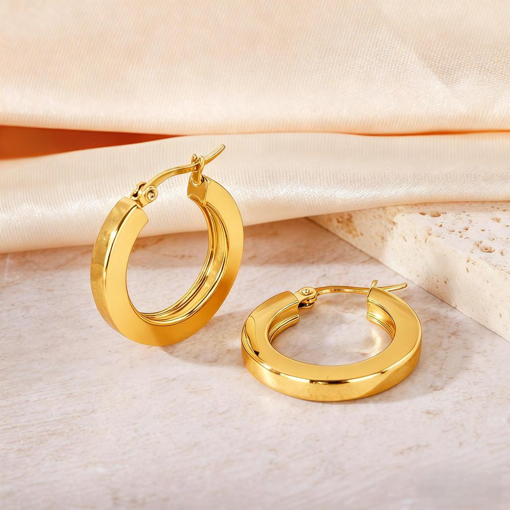 Titanium Steel Light Luxury Colorfast Hoop Earrings with High-End Feel
