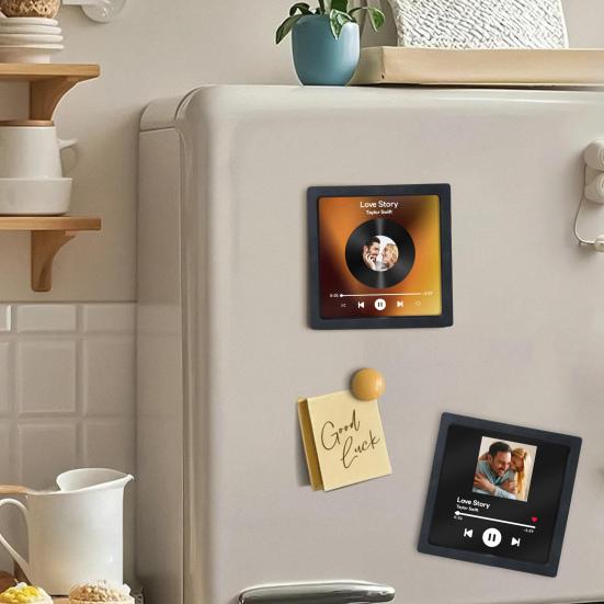 Kühlschrankmagnet mit Musikalbum, wiederaufladbar über USB, „Love Story“-Musik-Player, Kühlschrankmagnet-Dekoration für Zuhause, Büro und Küche