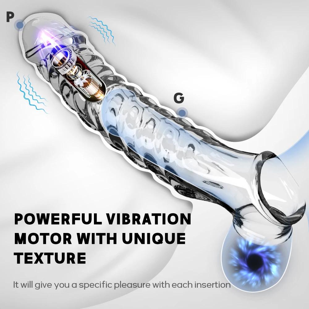 Extend Penis Enlargement Sleeve Vibrator Cock Ring Reusable Condoms Sex Toys for Men G Spot Vibrating
