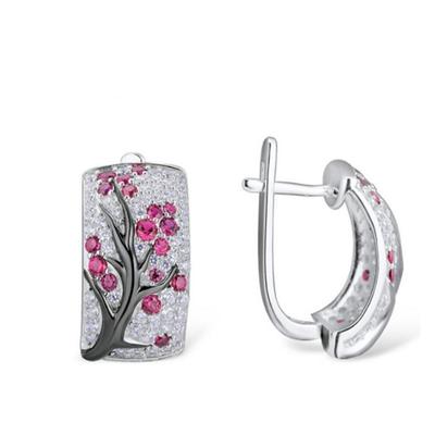 Orecchini di Alta Qualità in Argento Sterling 925 per Donna Gioielli Moda Zircone Fiore Ragazze Orecchini a Cerchio Accessori Femminili