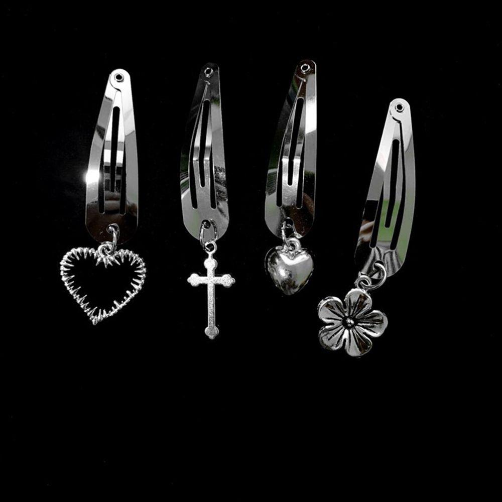 Chain Toy BB Clip Cherry Water Drop Clip Cool Cross Barrette Korean Style Hairpin Women Hair Accessories Punk Hair Clip