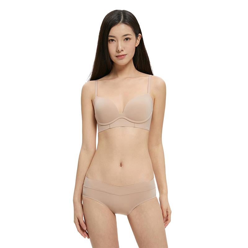 Calvin Klein Comfortable Seamless High Elasticity Sexy Anti-Cramping Half-Coverage Triangle Underwear Women Underwear Nude QF6357AD-7NS