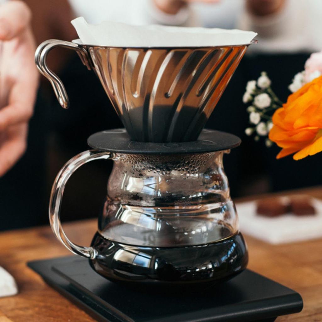 HARIO V60 Metal Dripper, Dishwasher Safe, Silver, 1-4 Cup Capacity, Made in Japan, VDMR-02-HSV