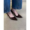 Black High Heels Women's Cat Heel 2025 New French Pointed Middle Heel Single Shoes Professional Shallow Mouth Women's Shoes