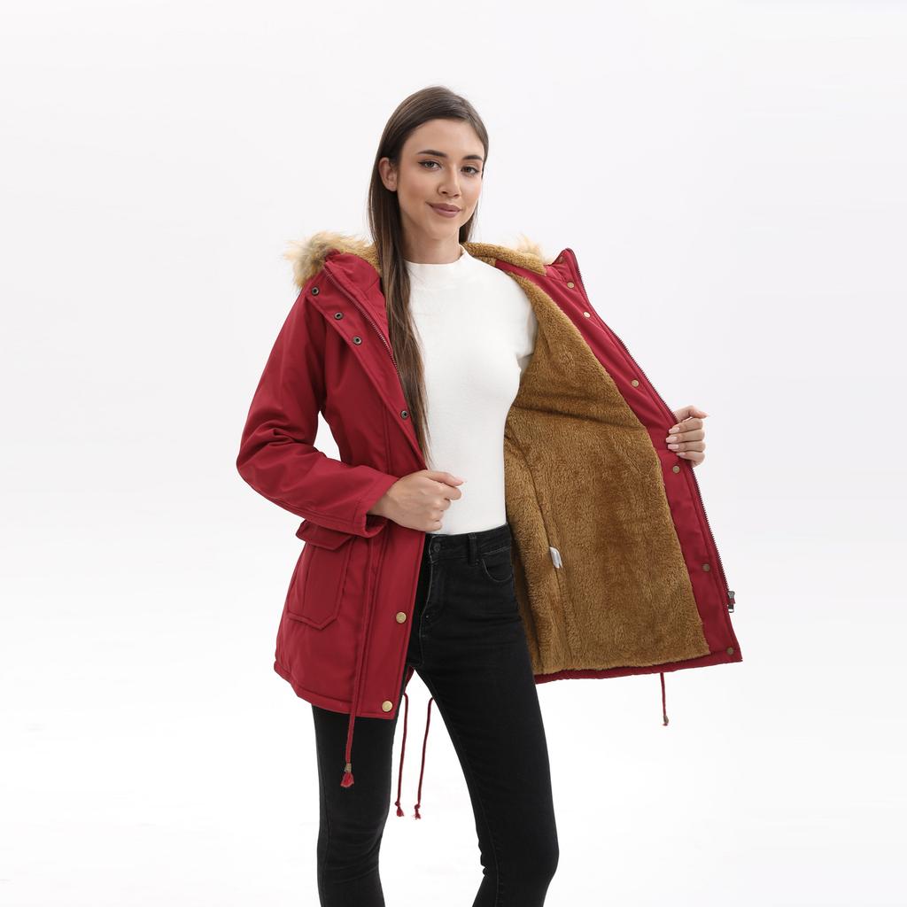 Women's Plush Hooded  Collar Winter Warm Coat Large Size Loose And Comfortable Cotton Jacket