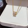 18K Gold Titanium Rhombus Clavicle Chain Necklace - Women’s Trendy Geometric Choker Pendant