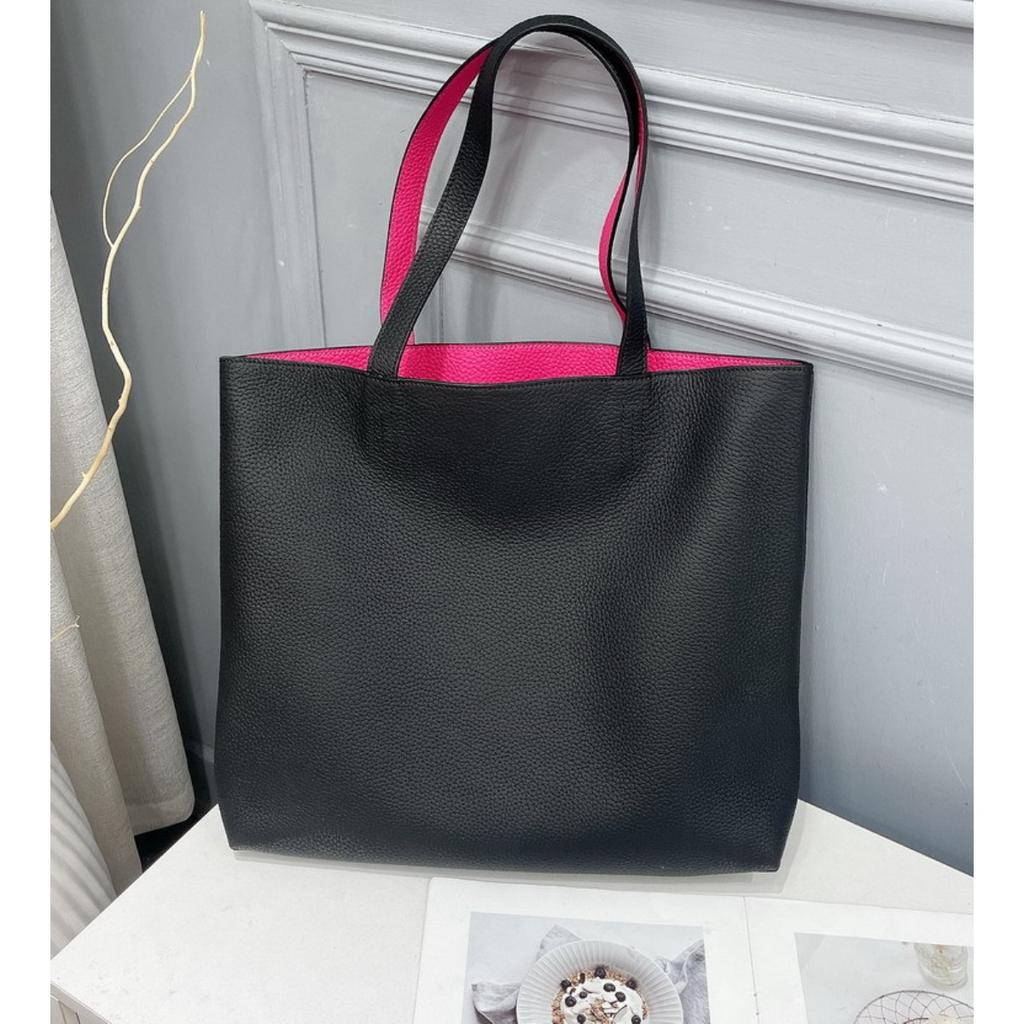 2026 New Guangzhou Factory Double-sided Leather Shopping Bag First Layer Cowhide Tote Bag Genuine Leather Women's Bag Mommy Big Bag